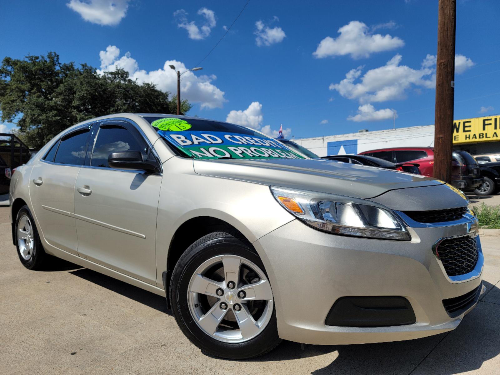 2015 GOLD Chevrolet Malibu LS (1G11B5SL2FF) with an 2.5L L4 DOHC 16V engine, 6-Speed Automatic transmission, located at 2660 S.Garland Avenue, Garland, TX, 75041, (469) 298-3118, 32.885551, -96.655602 - Welcome to DallasAutos4Less, one of the Premier BUY HERE PAY HERE Dealers in the North Dallas Area. We specialize in financing to people with NO CREDIT or BAD CREDIT. We need proof of income, proof of residence, and a ID. Come buy your new car from us today!!rnrnThis is a very well cared for 2015 CH - Photo #0