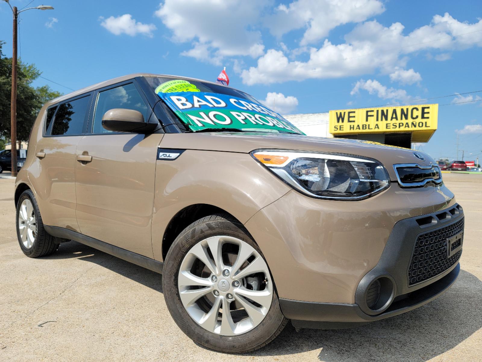 2015 BROWN Kia Soul + (KNDJP3A53F7) with an 2.0L L4 DOHC 16V engine, 6-Speed Automatic transmission, located at 2660 S.Garland Avenue, Garland, TX, 75041, (469) 298-3118, 32.885551, -96.655602 - Welcome to DallasAutos4Less, one of the Premier BUY HERE PAY HERE Dealers in the North Dallas Area. We specialize in financing to people with NO CREDIT or BAD CREDIT. We need proof of income, proof of residence, and a ID. Come buy your new car from us today!!rnrnThis is a Very clean 2015 KIA SOUL +! - Photo #0