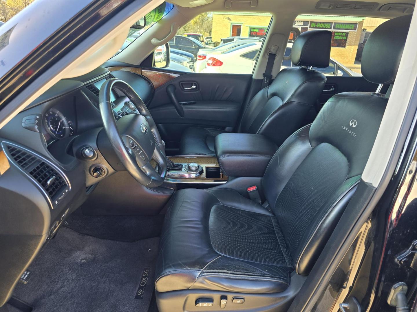 2012 BLACK Infiniti QX56 4WD (JN8AZ2NE7C9) with an 5.6L V8 DOHC 32V engine, 5-Speed Automatic transmission, located at 2660 S.Garland Avenue, Garland, TX, 75041, (469) 298-3118, 32.885551, -96.655602 - Photo#11