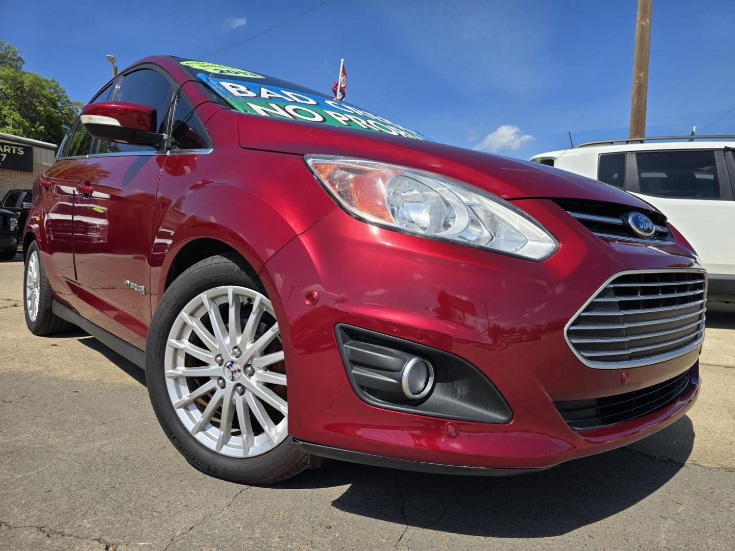 2013 RED Ford C-Max SEL (1FADP5BU1DL) with an 2.0L L4 DOHC 16V HYBRID engine, Continuously Variable Transmission transmission, located at 2660 S.Garland Avenue, Garland, TX, 75041, (469) 298-3118, 32.885551, -96.655602 - Photo#0