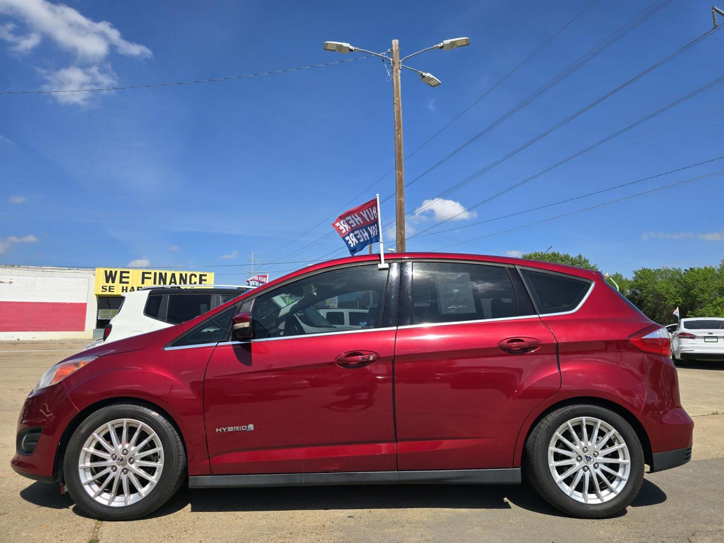 2013 RED Ford C-Max SEL (1FADP5BU1DL) with an 2.0L L4 DOHC 16V HYBRID engine, Continuously Variable Transmission transmission, located at 2660 S.Garland Avenue, Garland, TX, 75041, (469) 298-3118, 32.885551, -96.655602 - Photo#5