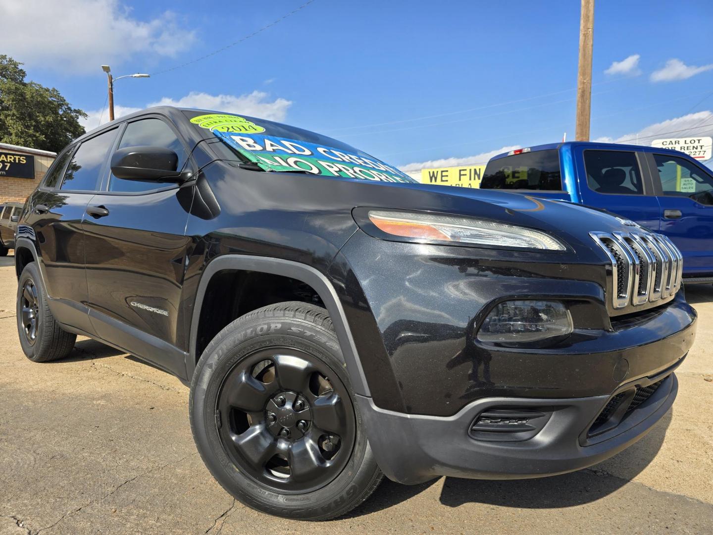 2014 BLACK Jeep Cherokee Sport (1C4PJLAB4EW) with an 2.4L L4 DOHC 16V engine, 9-Speed Automatic transmission, located at 2660 S.Garland Avenue, Garland, TX, 75041, (469) 298-3118, 32.885551, -96.655602 - Photo#0