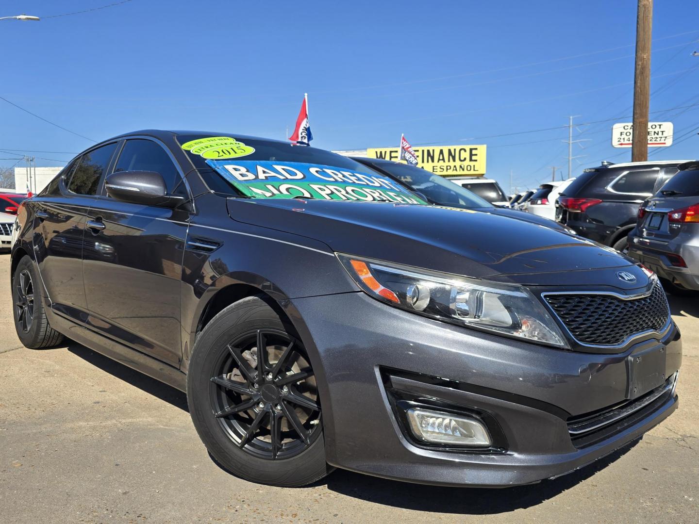2015 DARK GRAY Kia Optima EX (KNAGM4A72F5) with an 2.4L L4 DOHC 16V engine, 6-Speed Automatic transmission, located at 2660 S.Garland Avenue, Garland, TX, 75041, (469) 298-3118, 32.885551, -96.655602 - Welcome to DallasAutos4Less, one of the Premier BUY HERE PAY HERE Dealers in the North Dallas Area. We specialize in financing to people with NO CREDIT or BAD CREDIT. We need proof of income, proof of residence, and a ID. Come buy your new car from us today!! This is a Very clean 2015 KIA OPTIMA - Photo#0