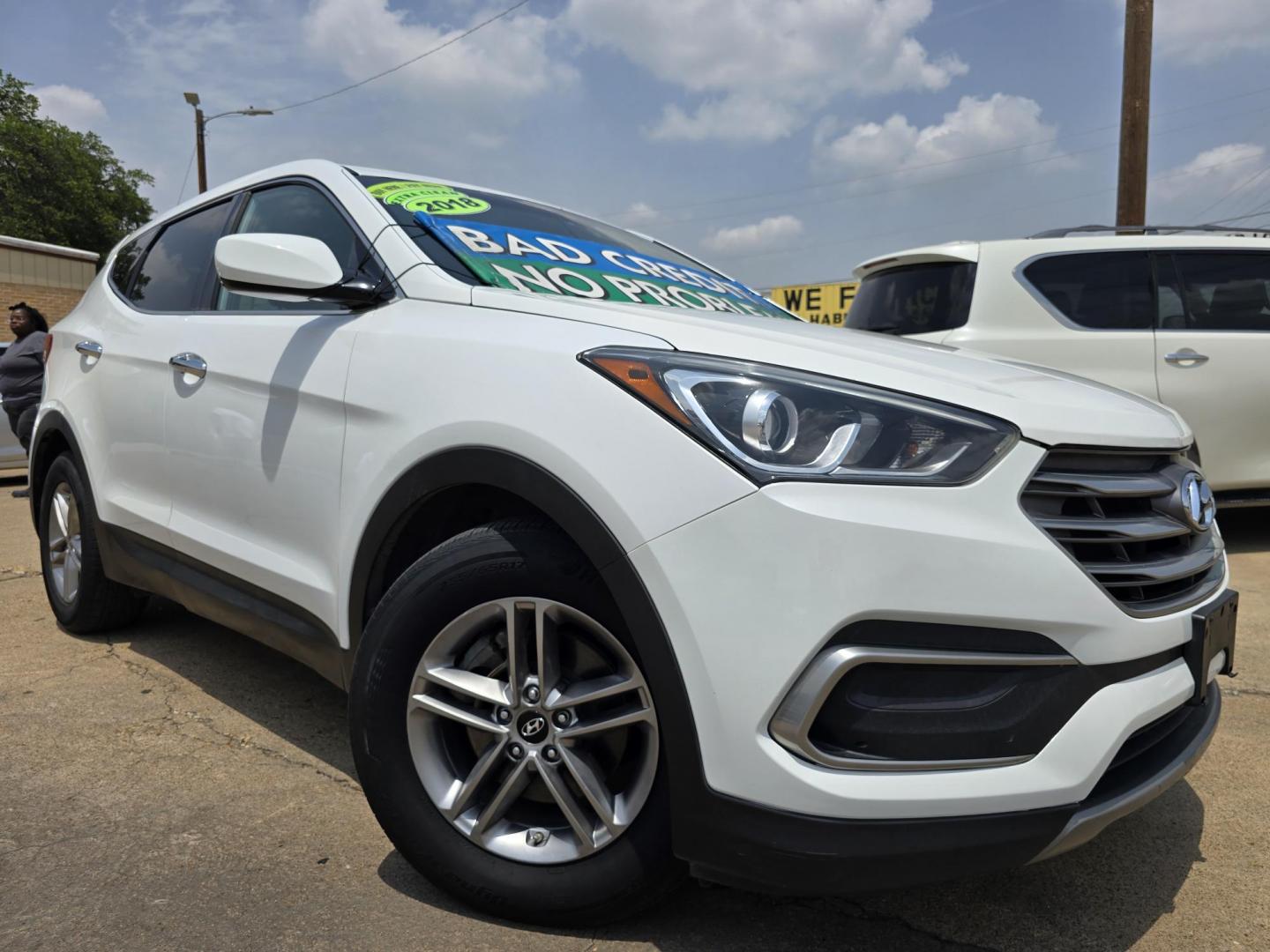 2018 DIAMOND WHITE Hyundai Santa Fe Sport (5NMZT3LB4JH) with an 2.4L L4 DOHC 16V engine, 6A transmission, located at 2660 S.Garland Avenue, Garland, TX, 75041, (469) 298-3118, 32.885551, -96.655602 - Welcome to DallasAutos4Less, one of the Premier BUY HERE PAY HERE Dealers in the North Dallas Area. We specialize in financing to people with NO CREDIT or BAD CREDIT. We need proof of income, proof of residence, and a ID. Come buy your new car from us today!! This is a Very clean 2018 HYUNDAI SAN - Photo#0