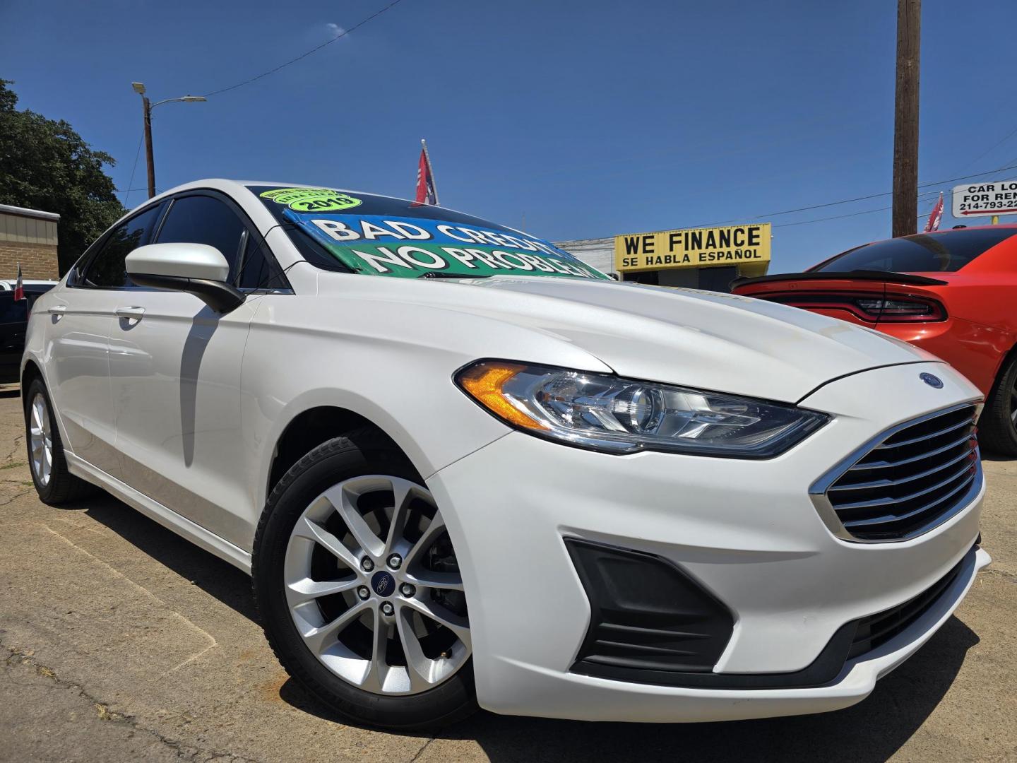2019 DIAMOND WHITE Ford Fusion SE (3FA6P0HD8KR) with an 1.5L L4 DOHC 16V engine, 6A transmission, located at 2660 S.Garland Avenue, Garland, TX, 75041, (469) 298-3118, 32.885551, -96.655602 - Photo#0