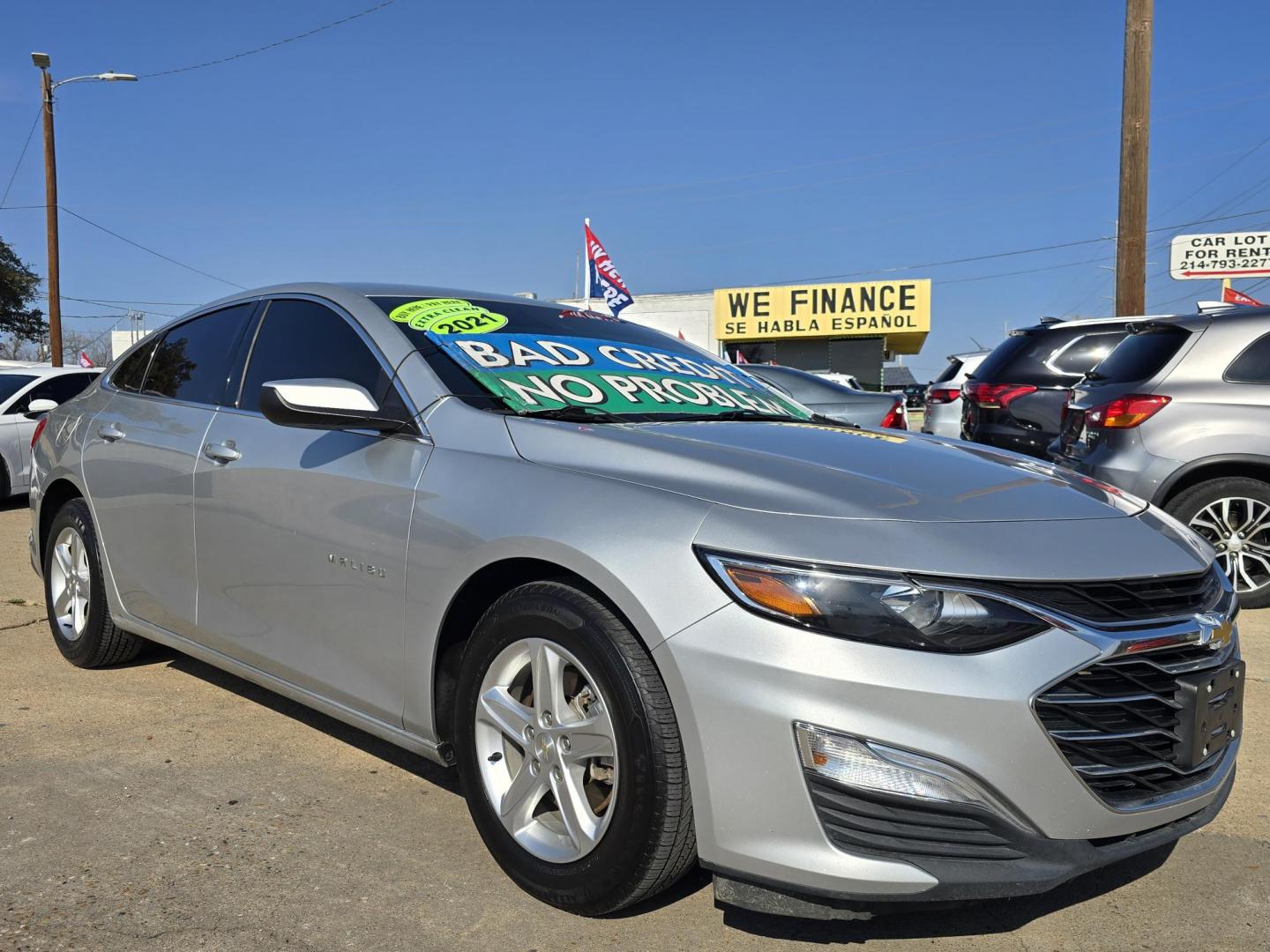 2021 SILVER Chevrolet Malibu LS (1G1ZB5ST0MF) with an 1.5L L4 DOHC 16V engine, 6A transmission, located at 2660 S.Garland Avenue, Garland, TX, 75041, (469) 298-3118, 32.885551, -96.655602 - Photo#1