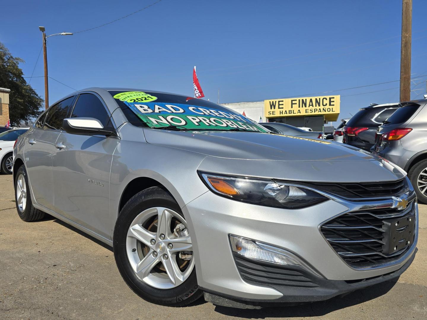2021 SILVER Chevrolet Malibu LS (1G1ZB5ST0MF) with an 1.5L L4 DOHC 16V engine, 6A transmission, located at 2660 S.Garland Avenue, Garland, TX, 75041, (469) 298-3118, 32.885551, -96.655602 - Photo#0